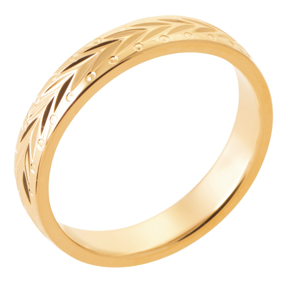 Alliance Homme Plaqué Or Jaune Épi de Blé 4mm