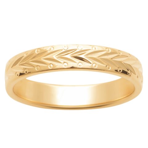 Alliance Homme Plaqué Or Jaune Épi de Blé 4mm