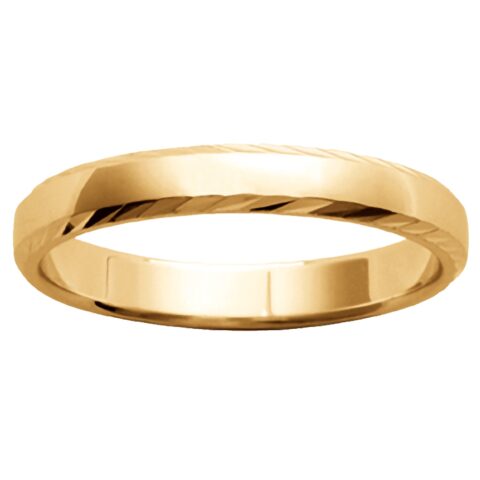 Alliance Femme Plaqué Or Jaune Bords Lapidés 3mm