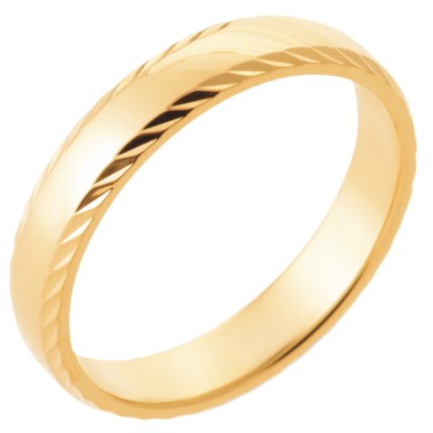Alliance Homme Plaqué Or Jaune Bords Lapidés 4mm