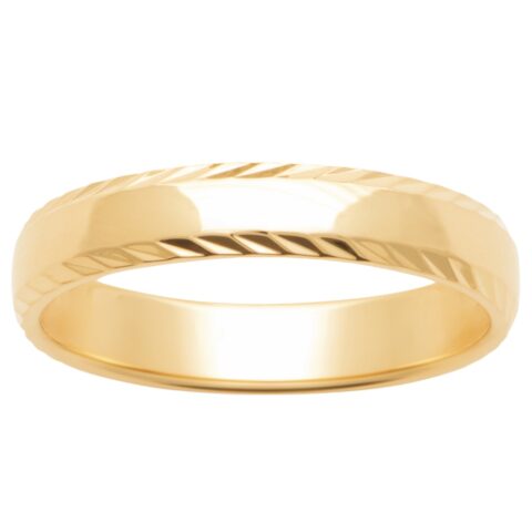 Alliance Homme Plaqué Or Jaune Bords Lapidés 4mm