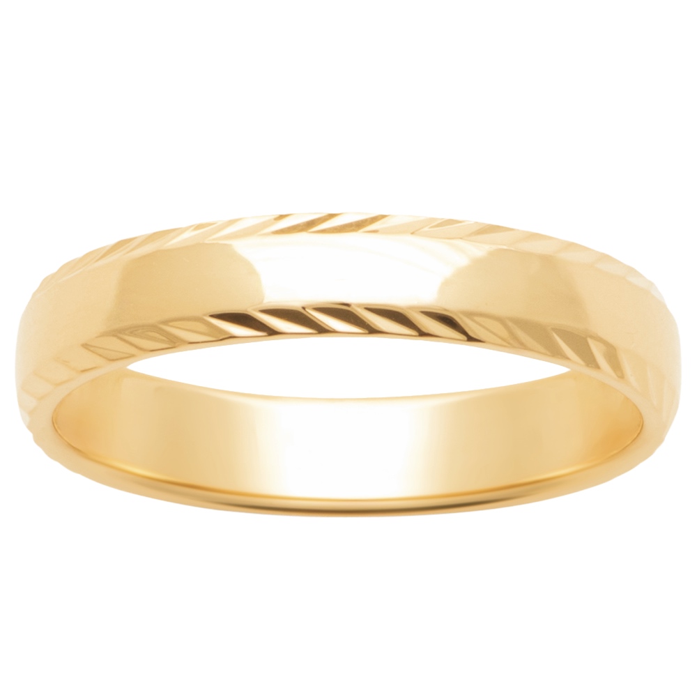Alliance Homme Plaqué Or Jaune Bords Lapidés 4mm