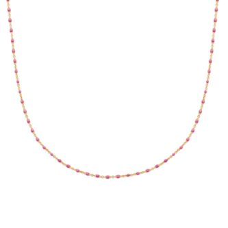 Collier Boho Plaqué or Jaune et Résine Rose
