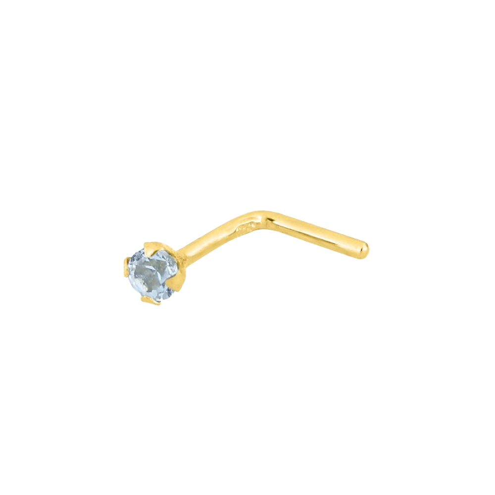 Piercing de Nez Or Jaune 750/1000 Topaze Serti 4 Griffes