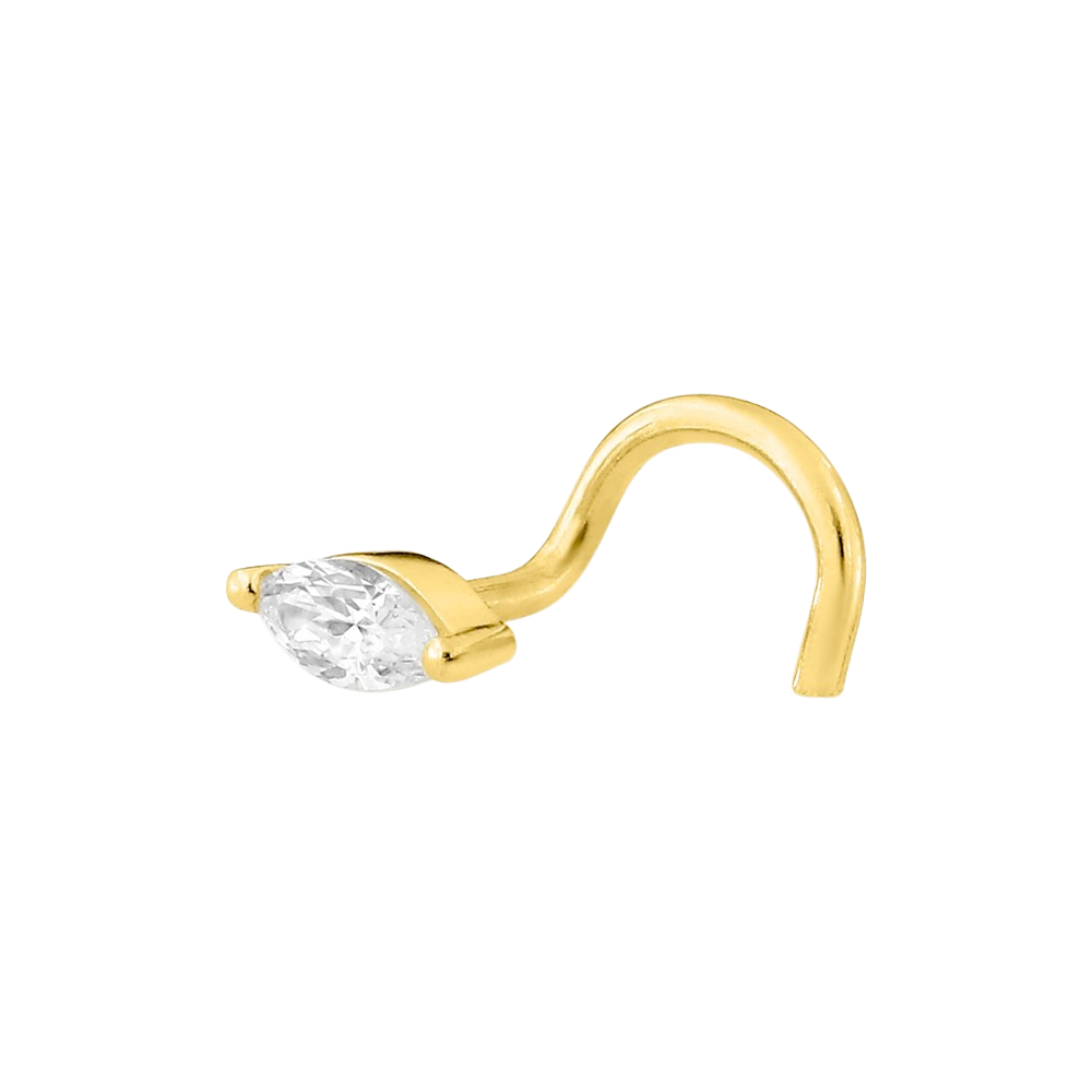 Piercing de Nez Or Jaune 750/1000 Oxyde Navette Serti Griffes