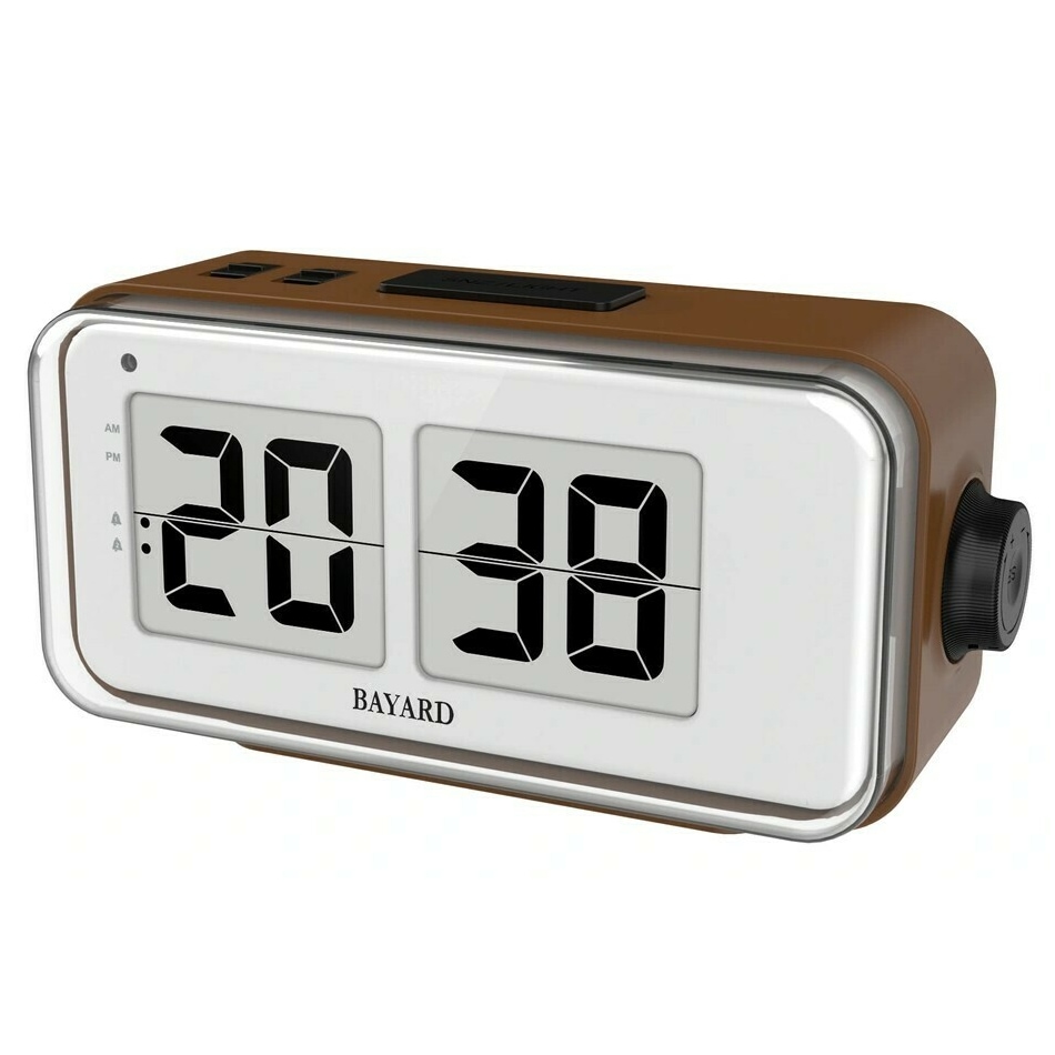 Réveil Bayard Digital Marron Cadran Flip Radio Piloté EM70