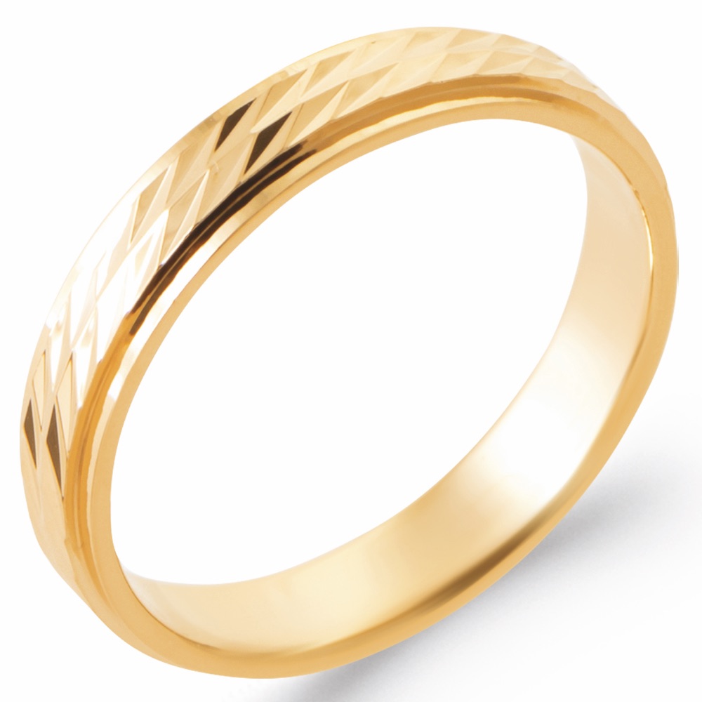 Alliance Homme Plaqué Or Jaune Centre Lapidé 4mm – Image 2