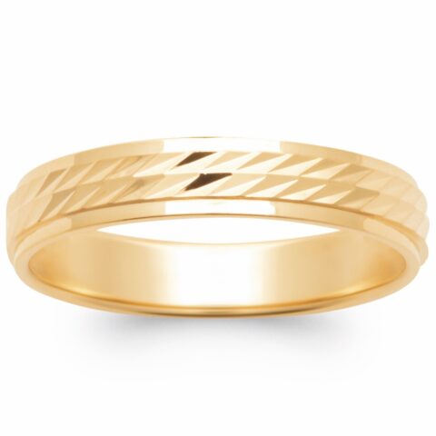 Alliance Homme Plaqué Or Jaune Centre Lapidé 4mm
