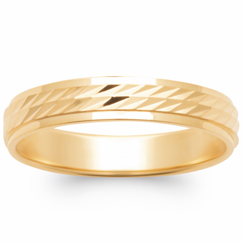 Alliance Homme Plaqué Or Jaune Centre Lapidé 4mm