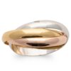 Alliance Femme Trois Anneaux Entrelacés 1 Argent 925/1000 et 2 Plaqué Or Demi Jonc 3mm