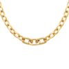 Collier Fashion Steel Grosses Mailles Acier Doré Motif Central Ovale Fil Rond 3.5mm