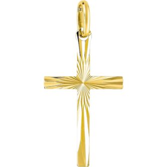 Croix Or Jaune 750/1000 Lapidée 30mm