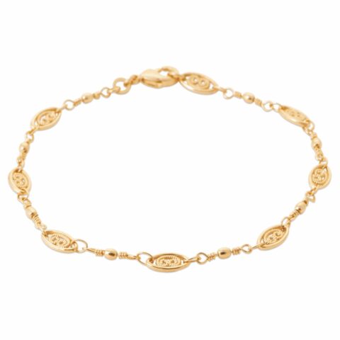 Bracelet Plaqué or Jaune Maille Filigrane Largeur 4mm