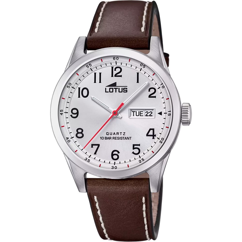 Montre Lotus Homme Acier Fond Blanc Cuir Marron 18671/1