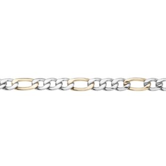 Bracelet Homme Acier Bicolore Gold Fashion Steel Maille Alternée 1+3 Largeur 7mm