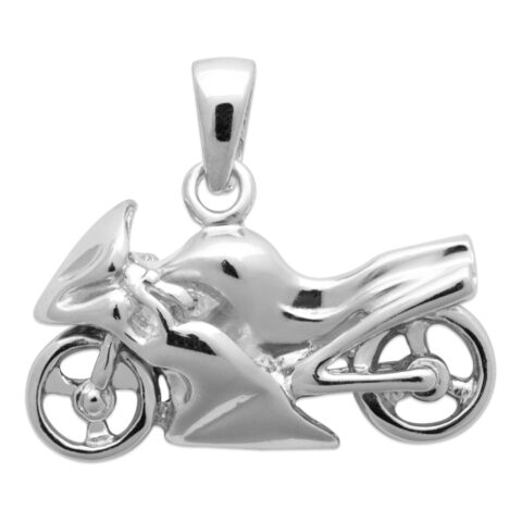 Pendentif Homme Argent Rhodié 925/1000 Moto 25mm