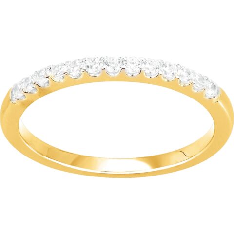 Alliance Femme Plaqué Or Jaune Demi Tour 13 Oxydes de Zirconium Serti Grain 1.5mm