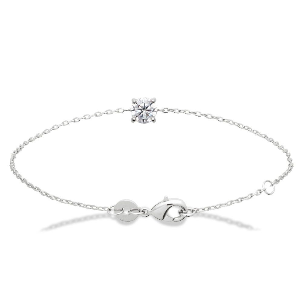 Bracelet Argent 925/1000 Rhodié Oxyde de zirconium Serti Griffes 6mm