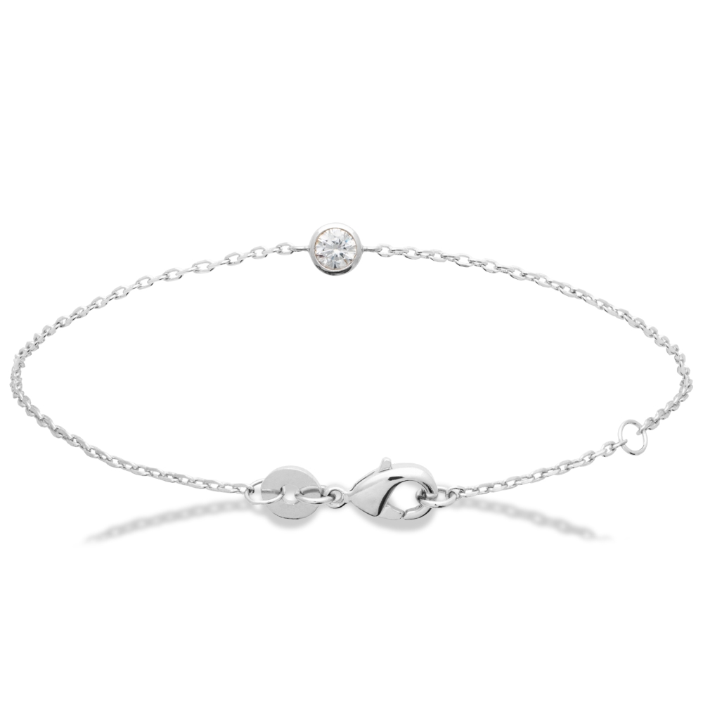 Bracelet Argent 925/1000 Rhodié Oxyde de zirconium Serti Clos 4mm