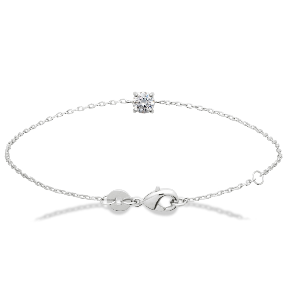 Bracelet Argent 925/1000 Rhodié Oxyde de zirconium Serti Griffes 5mm