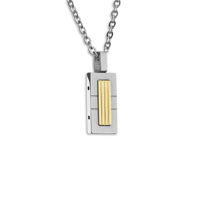 Collier Homme Rochet Acier Bicolore VD Jaune Empreinte HP9183