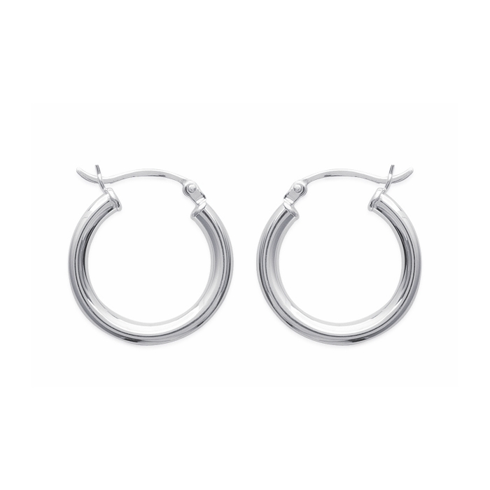 Créoles Argent 925/1000 Rhodié Fil 3mm Diamètre 20mm
