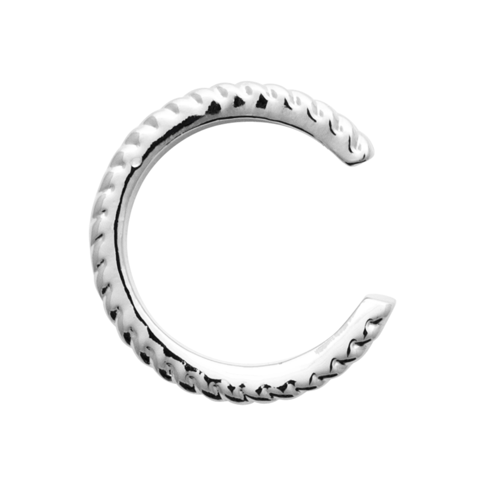 Bague d'oreille Ear Cuff Argent 925/1000 Rhodié Motif Milanais 3mm – Image 2