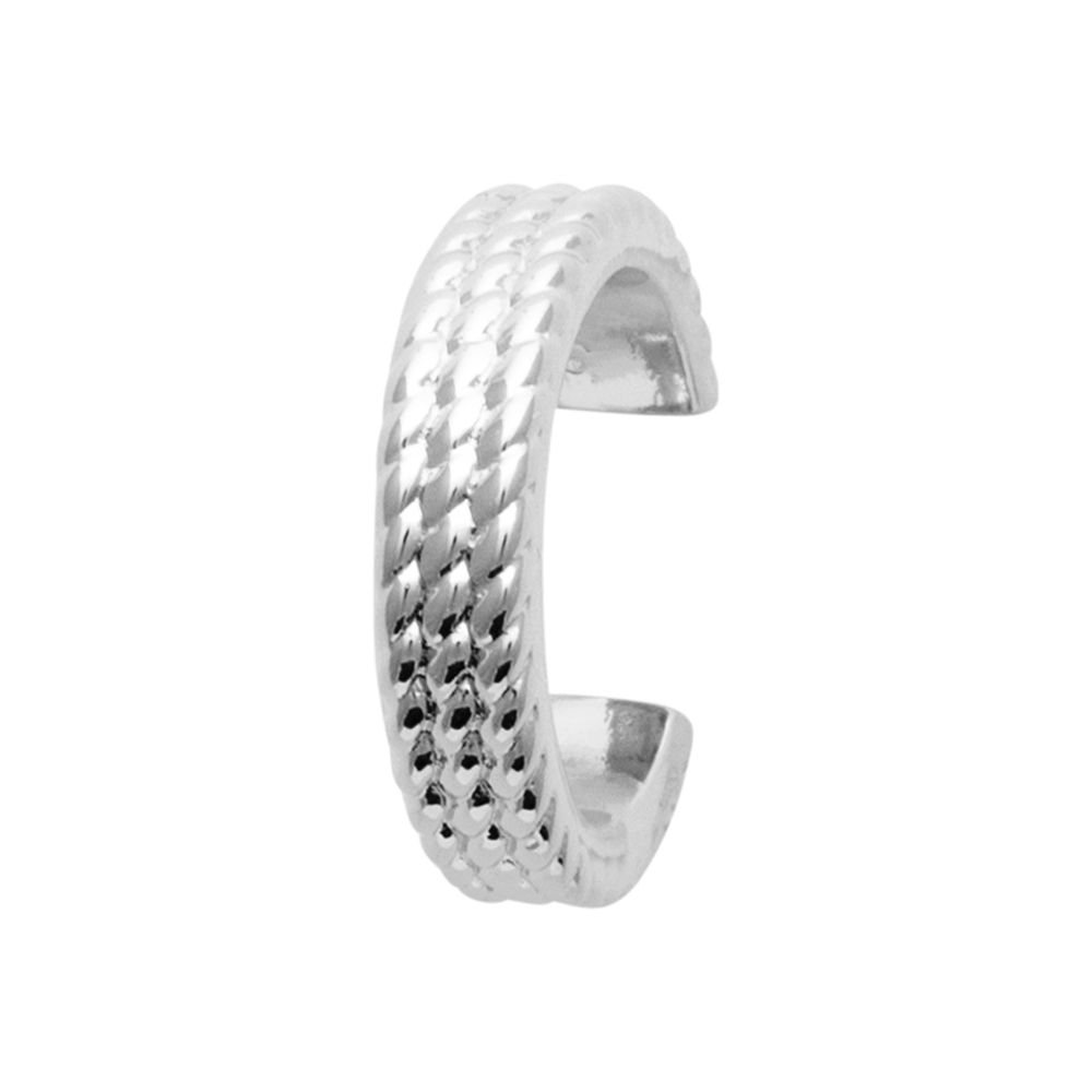 Bague d'oreille Ear Cuff Argent 925/1000 Rhodié Motif Milanais 3mm
