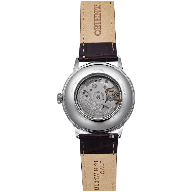 Montre Homme Orient Automatique Bambino Acier 40.5mm Cuir Marron Cadran Blanc Édition Limitée 75E Anniversaire RA-AC0027S – Image 2