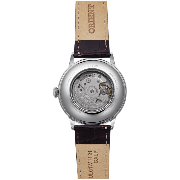 Montre Homme Orient Automatique Bambino Acier 40.5mm Cuir Marron Cadran Rouge RA-AC0026R – Image 2