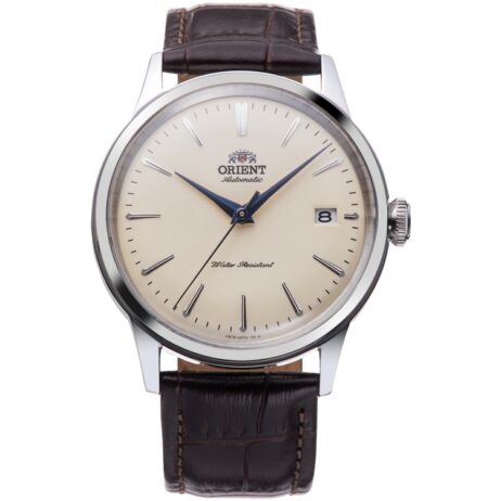 Montre Orient Automatique Bambino Acier 38mm Cuir Marron Cadran Beige RA-AC0M04Y