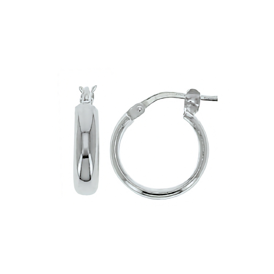 Créoles Argent Rhodié 925/1000 Fil Demi Jonc 3mm Diamètre intérieur 30mm