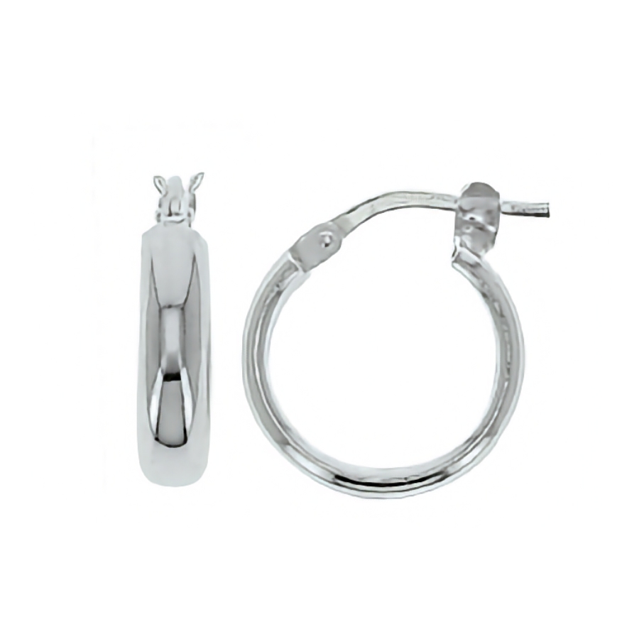 Créoles Argent Rhodié 925/1000 Fil Demi Jonc 3mm Diamètre intérieur 40mm
