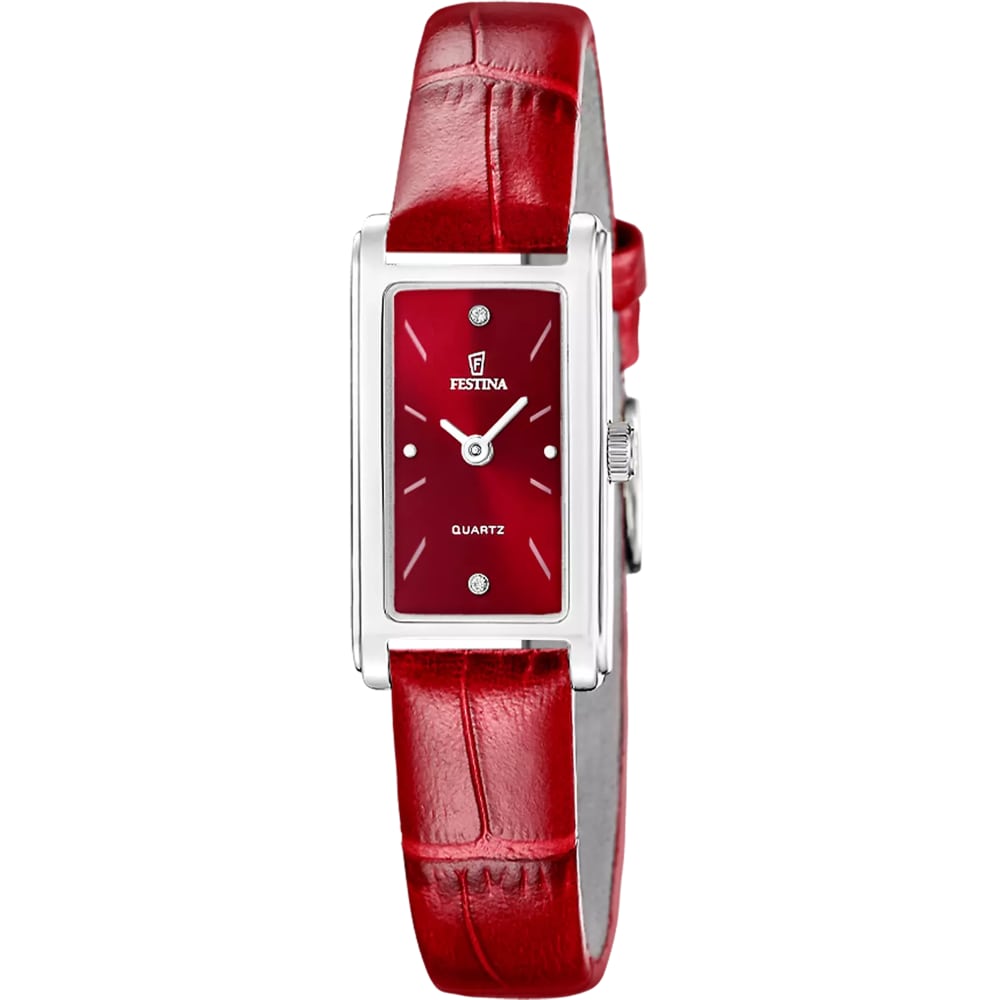 Montre Festina Femme Bracelet Cuir Rouge Fond Rouge F20769/3