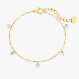 Bracelet Fashion Steel Acier Doré et Pampilles Cristal Blanc