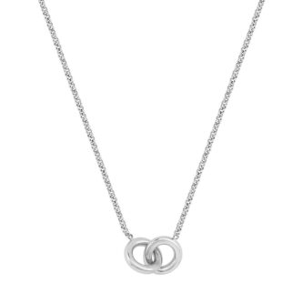 Collier Fashion Steel Acier Maille Jaseron Deux Cercles Entrelacés 9mm