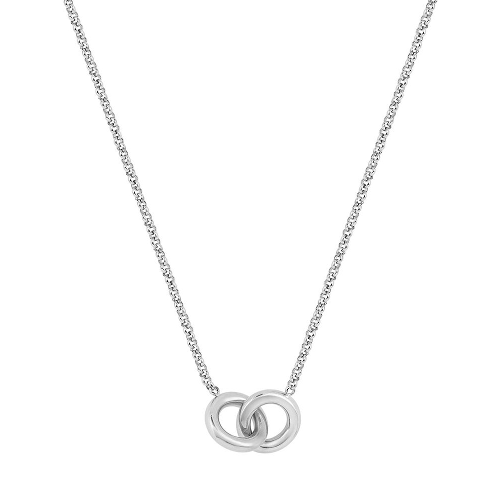 Collier Fashion Steel Acier Maille Jaseron Deux Cercles Entrelacés 9mm