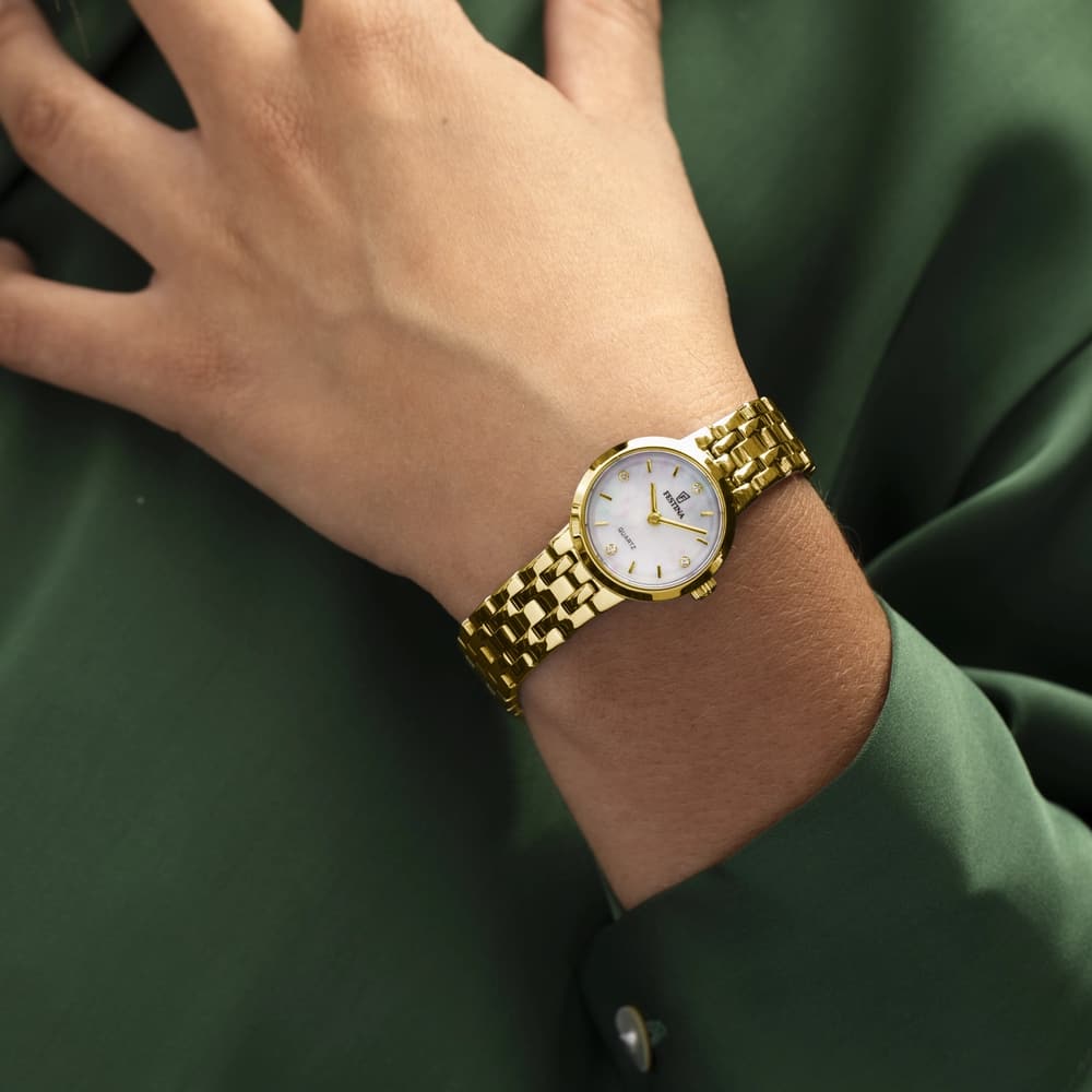 Montre Festina Femme Bracelet Acier Doré Collection Mademoiselle Fond Nacre F20748/1 – Image 2