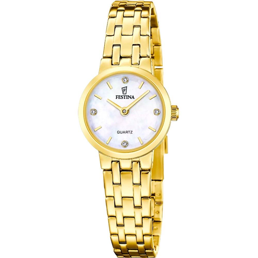 Montre Festina Femme Bracelet Acier Doré Collection Mademoiselle Fond Nacre F20748/1