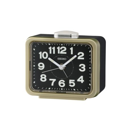 Réveil Seiko Rectangulaire Contour Doré et Noir QHK062G