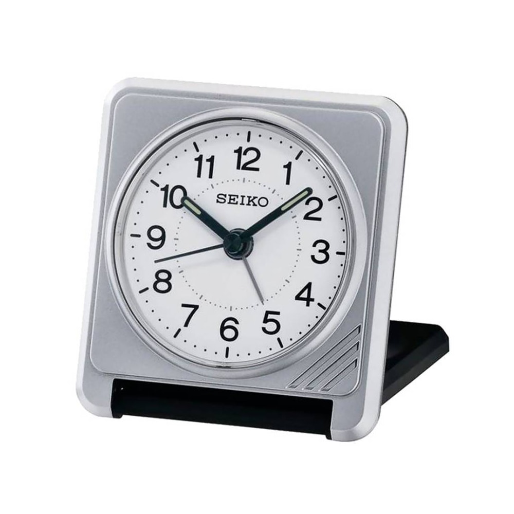 Réveil de Voyage Seiko Carré Gris Métallisé Lumibrite QHT015S