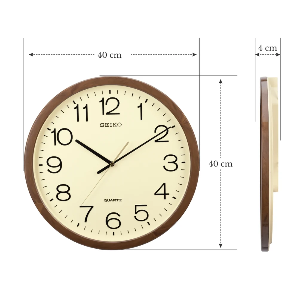 Horloge Murale Seiko Marron Effet Marbre Cadran Beige QXA806B – Image 2