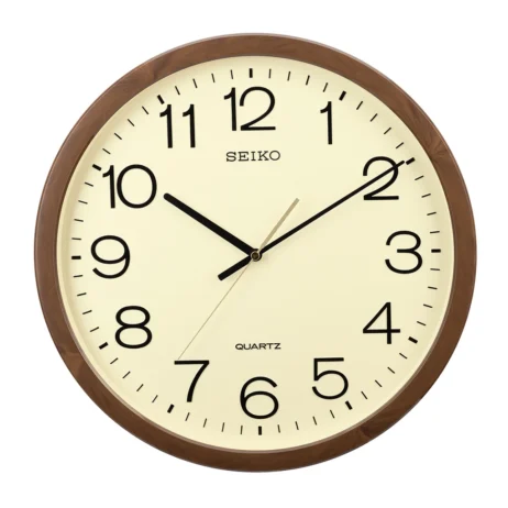 Horloge Murale Seiko Marron Effet Marbre Cadran Beige QXA806B