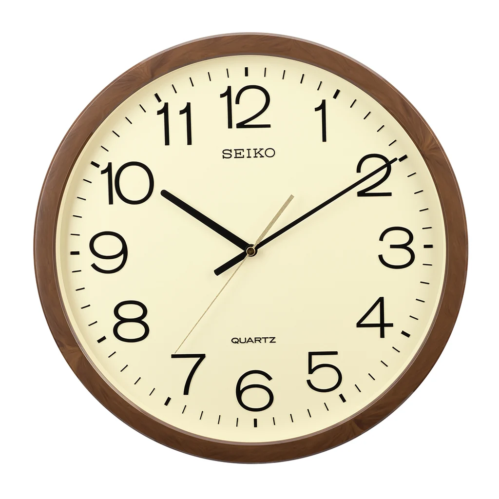 Horloge Murale Seiko Marron Effet Marbre Cadran Beige QXA806B