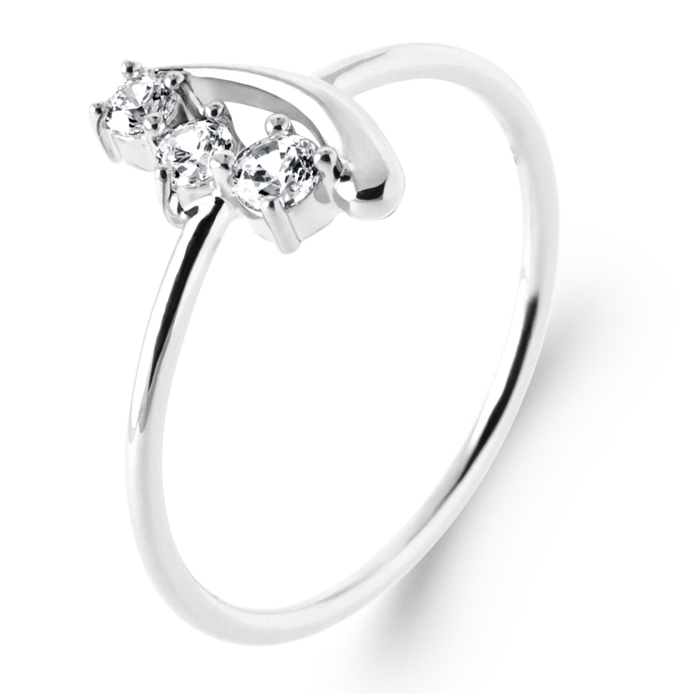 Bague Argent 925/1000 Rhodié Trilogie Oxydes Blancs – Image 2