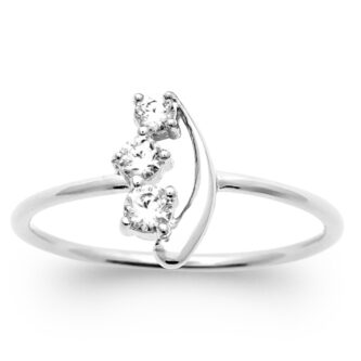 Bague Argent 925/1000 Rhodié Trilogie Oxydes Blancs - 54
