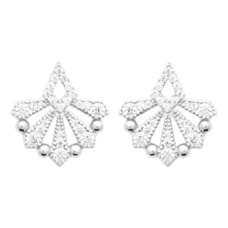 Boucles d'oreilles Argent Rhodié 925/1000 Cocktail et Oxydes Blancs