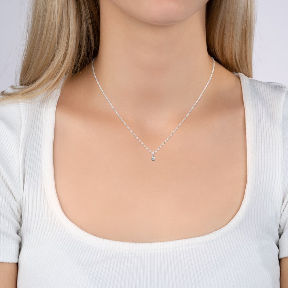 Pendentif Argent Rhodié 925/1000 Oxyde Blanc Serti Clos 3mm – Image 2