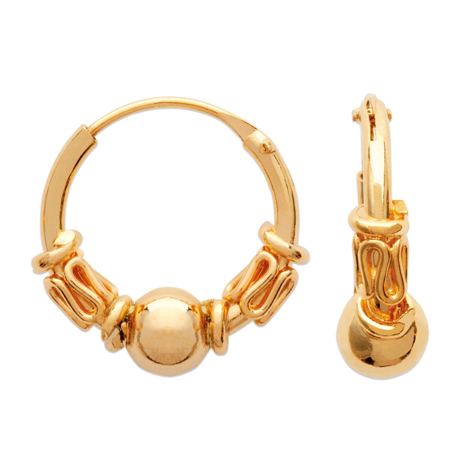 Créoles Plaqué Or Jaune Balinaise Diamètre 12mm