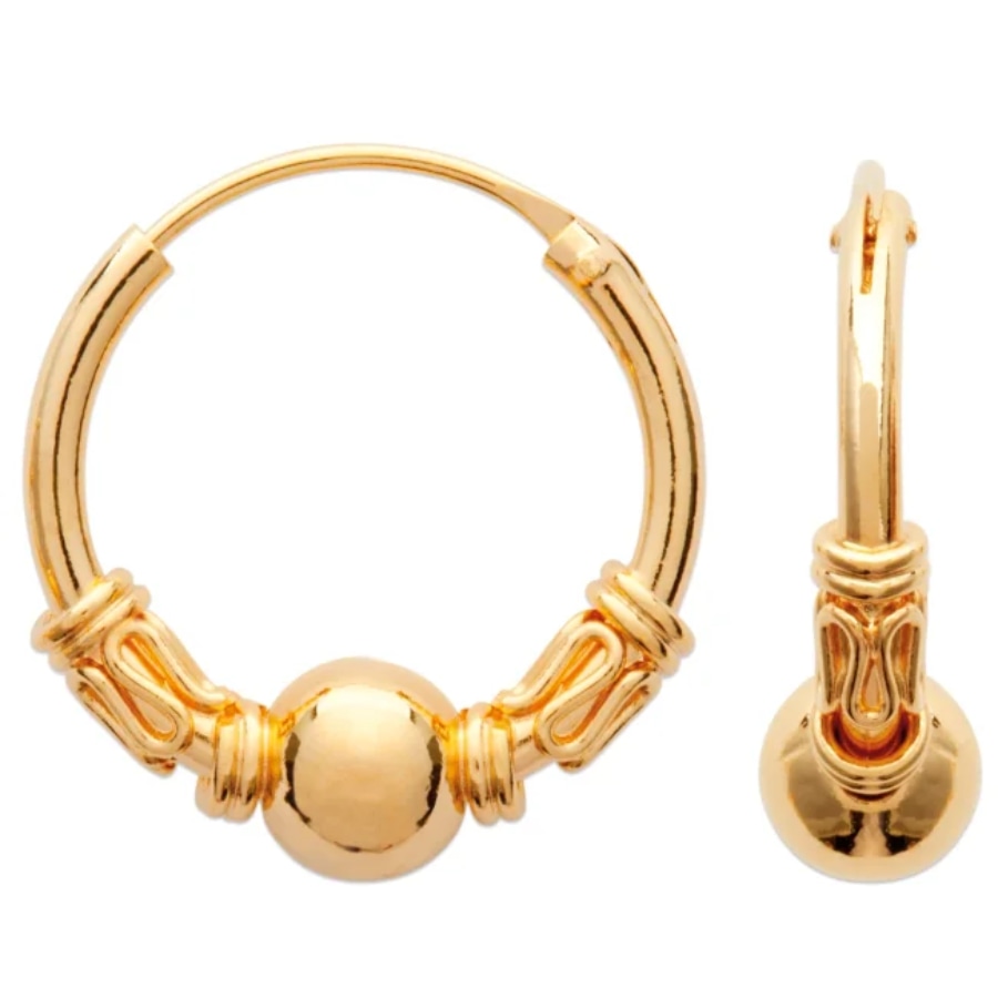 Créoles Plaqué Or Jaune Balinaise Diamètre 16mm